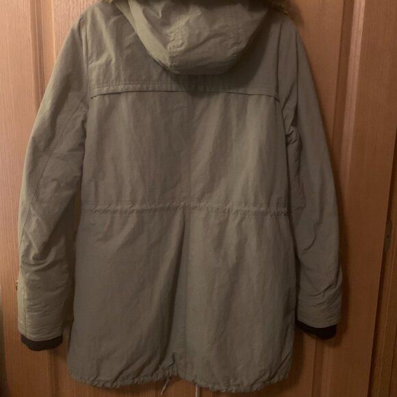 Eddie Bauer Ladder Creek High-Pile Parka Faux Fur Hood Cinch Waist, Sz Lg - Picture 4 of 10